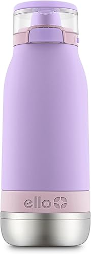 Ello Emma - Botella de agua de acero inoxidable con aislamiento al vacío con tapa a prueba de fugas y popote suave, sin BPA, lilarosa cachemira, 14