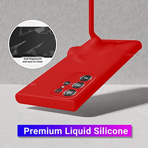 Image of LIRAMARK Liquid Silicone Soft Back Cover Case for Samsung Galaxy S23 Ultra 5G (Red)