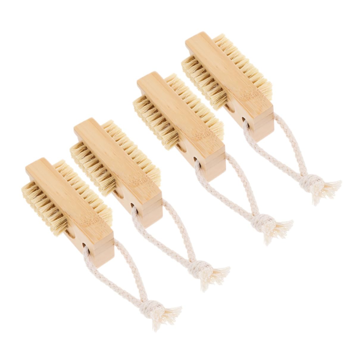 4pcs Bamboo Sisal Nail Brush Fingernail Cleaning Brush for Manicure Nail Scrubber for Home Salon Use