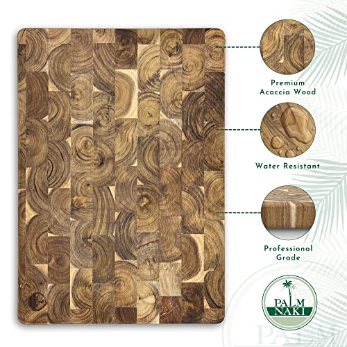 Tabla de cortar grande y durable Palm Naki en madera de acacia, decorativa, 20 x 14 x 1.26 pulgadas miniatura 3