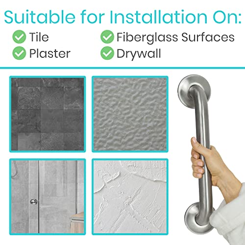 Vive Grab Bar for Bathtubs and Showers - Handicap Bathroom Safety Handrail for Elderly - Wall Senior Rail Handle for Tub, Toilet, Bath - Image 8