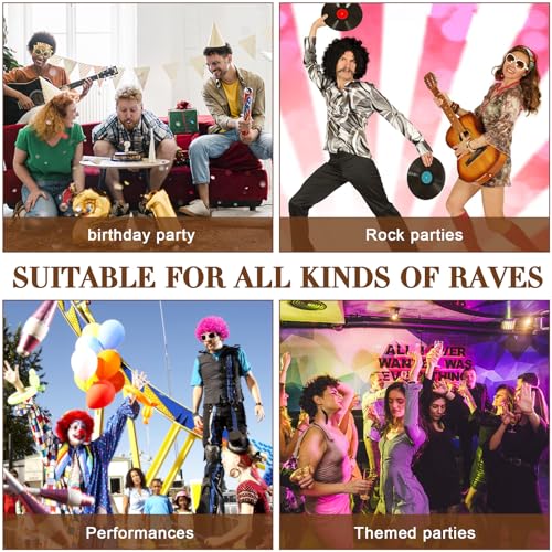 CHRI 80er Jahre Outfit Herren Perücken 5er Set, 70er 80er Kostüm Herren Vokuhila Perücke 80er Jahre Accessoires