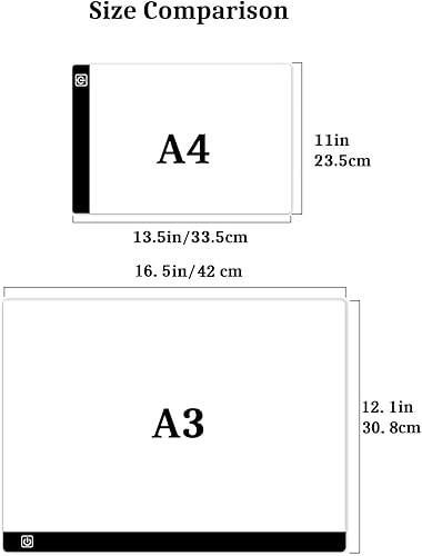 Miniatura 4 de Almohadilla de luz LED A3 para pintura de diamantes, kit de tablero de luz de arte de diamante Ratukall con caja de luz de brillo ajustable para