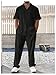 SOLY HUX Men's Plus Size 2 Piece Outfits Summer Short Sleeve Button Down Shirt and Pants Set Plain Black 5XL