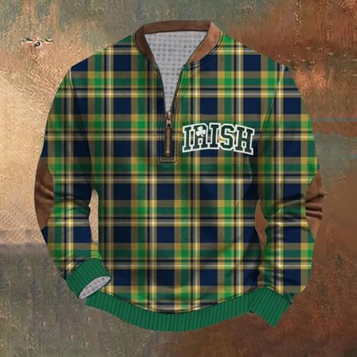 Muscularfit St Patricks Day Shirt Men Lightweight Quarter Zipper Long Sleeve V Neck Henley Sweatshirts Irish Shamrock Shirts2