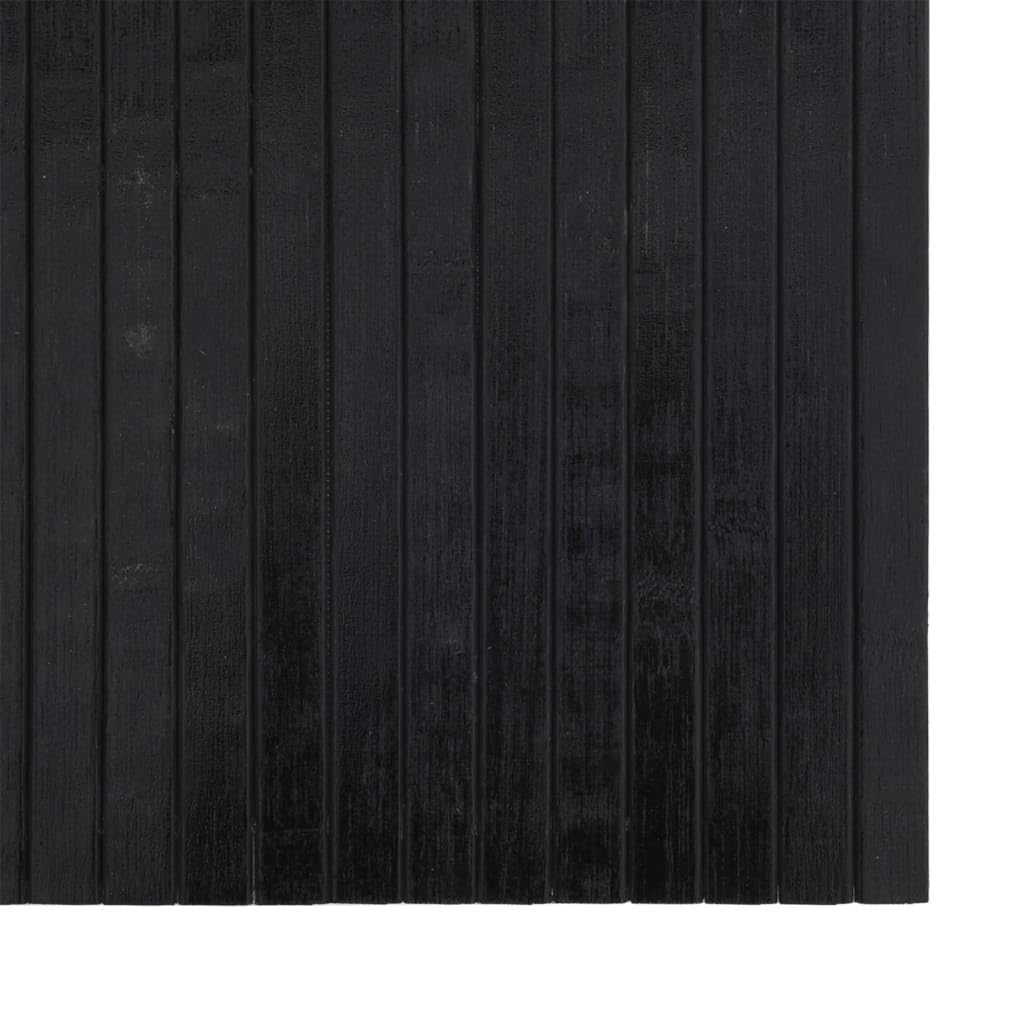 Alfombra de bambú rectangular negra 70 x 200 cm, base antideslizante, alfombra de bambú natural, para salón, dormitorio, pasillo, cocina, baño, balcón, terraza, fácil de limpiar