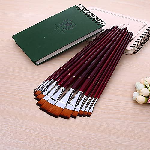 Jowoart Two-Color Nylon Hair Flat Head Oil Brush 12 Pcs Sets Of Brushes Art Water-Colour Paint Brush School Educational Supplies thumb #8