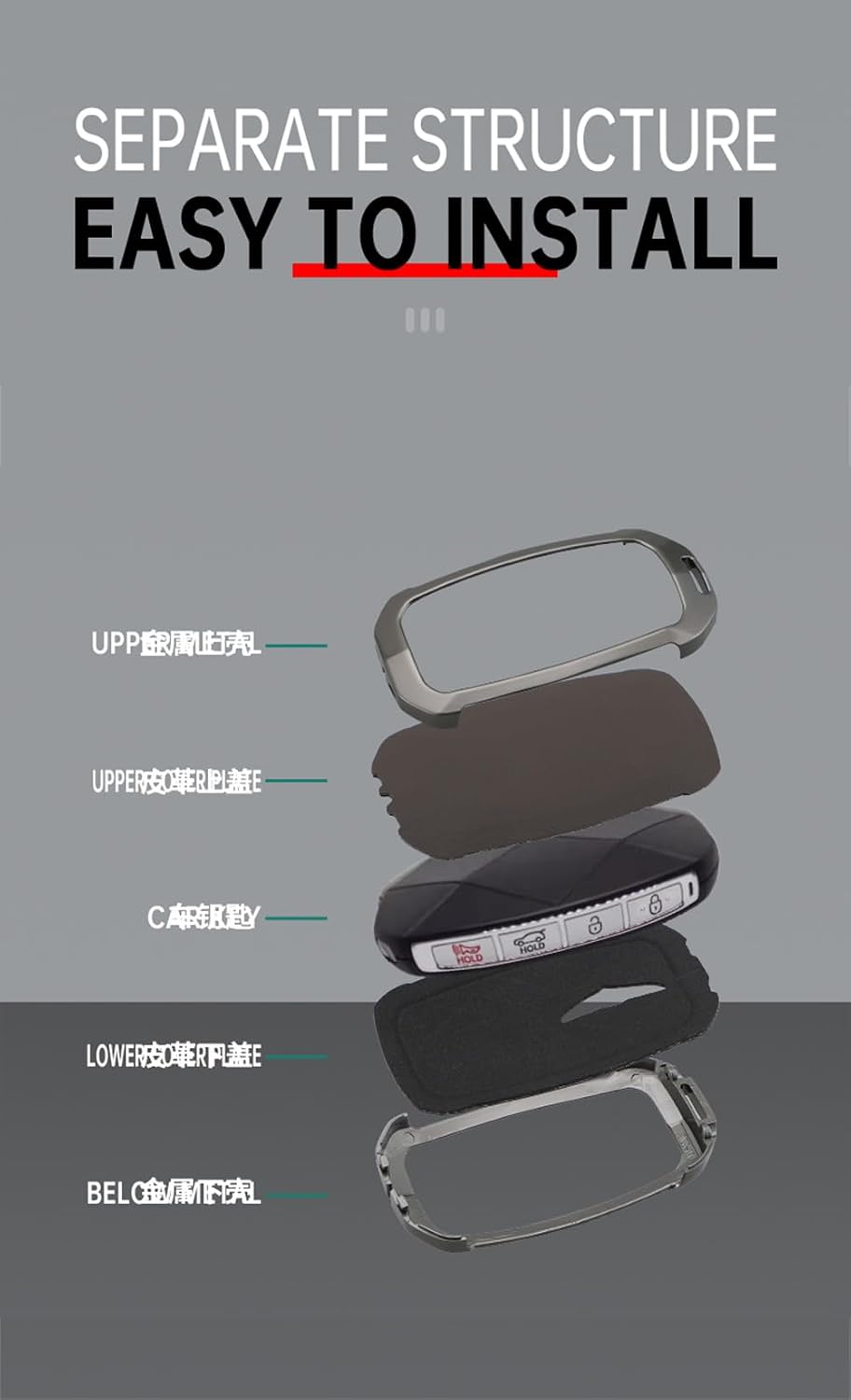KUNIO Car Key Fob Cover Case Compatible with Hyundai Genesis G70 GV80 2025 GV60 G90 2024 G90RS4 PU Leather Key Fob Shell Keychain Key Holder Accessories 5/6/7/8 Button Brown-Long Keychain
