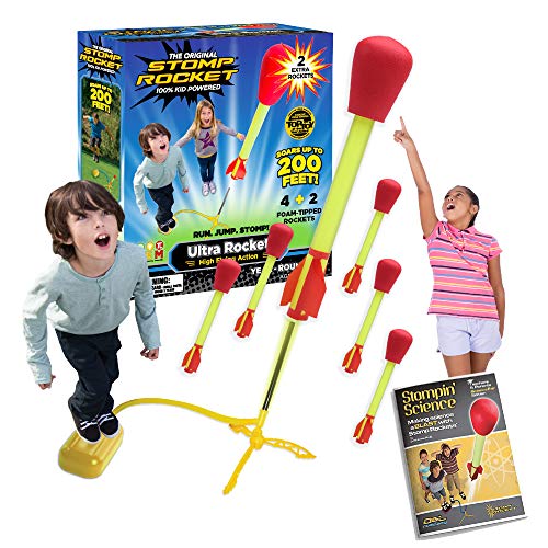Stomp Rocket The Original Ultra Rocket Launcher with Ultra Refill Pack, 6 Rockets and Toy Air Rocket Launcher with Science Book - Outdoor Rocket STEM Gift for Boys and Girls Ages 5 Years and Up