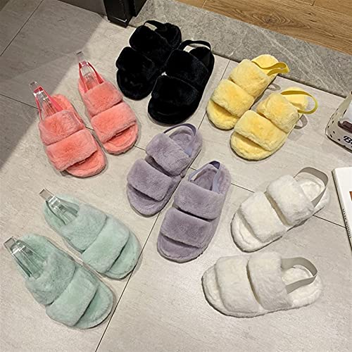 Cute Slippers Open Toe House Slippers Slides Sandals Two Band Fluffy Slippers with Strap Outdoor Sandal Slippers Non-Slip Slide Houseshoes Memory Foam Slippers (D 44