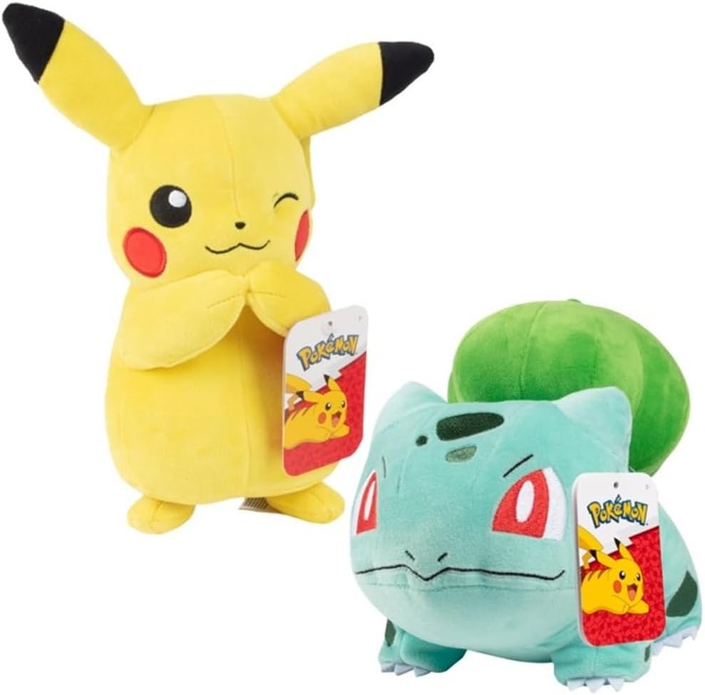 Pokemon 8" Pikachu & Squirtle Plush 2-Pack - Generation 1 Starter - Officially Licensed - Authentic Soft Stuffed Animal Toy Figures - Gift for Kids, Boys, Girls - 2+