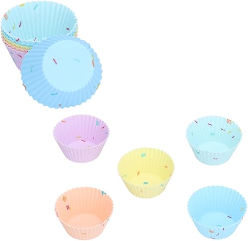 Miniatura 8 de Paquete de 20 tazas de silicona para hornear cupcakes, reutilizables, redondas, de silicona, antiadherentes, moldes para magdalenas, juego de mini