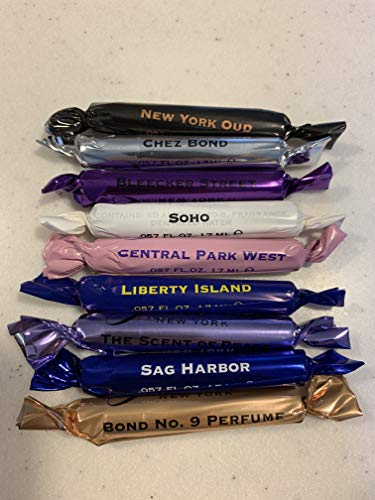 9 Samples Bond No. 9 Perfume Fragrance Mini Gift Set 0.057 oz 1.7 ml each New York Oud + Signature + The Scent of Peace + Bleecker Street + Central Park West + Chez Bond.