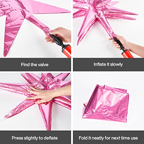 Image of PartyWoo Pink Star Spike Balloons 6pcs Explosion Foil Mylar Balloons