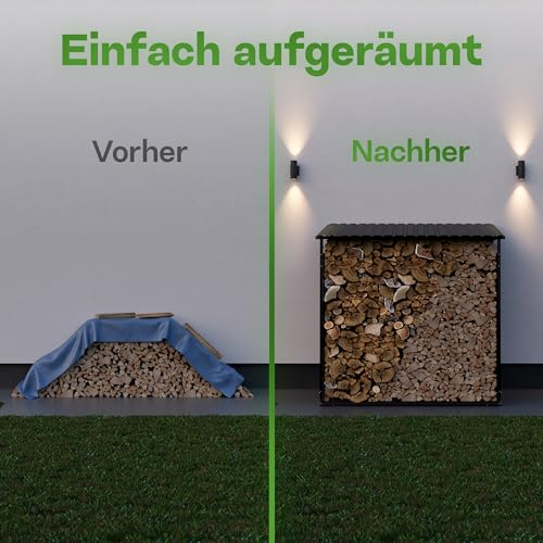 Holzunterstand Gartenzeit Kaminholzregal Außen XXL 186x105x185 cm