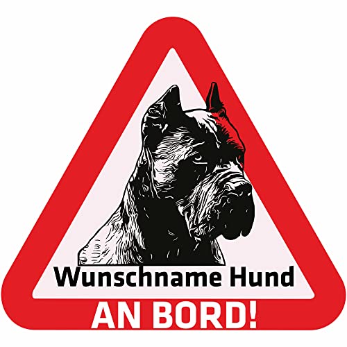 Indigos UG - Auto Aufkleber - Namensaufkleber Hund 15 cm - Cane Corso - Sticker selbst gestalten mit Name & Wunschtext - personalisiert selbstklebend - Motorrad - LKW - Heckscheibenaufkleber