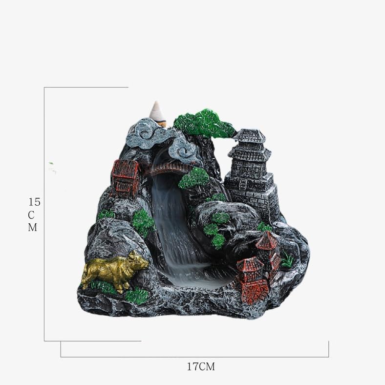 Incense Burner Backflow Incense Burner Creative Handicraft Ornaments Resin Backflow Incense Burner Mountain Stream Incense Burner Incense Stick Holder