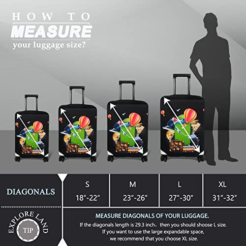Image of Explore Land Travel Luggage Cover Suitcase Protector Fits 18-32 Inch Luggage, Travel, XL