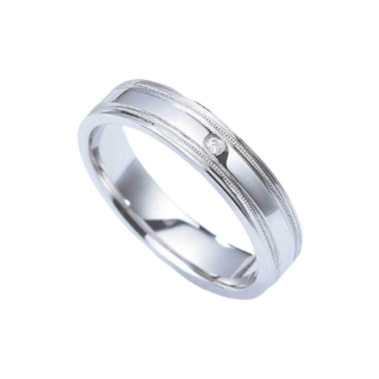 Anillo para hombre de platino auténtico, 4,5 mm, PT950, oro auténtico, anillo de compromiso, apto para hombres, talla 65 (20,7)