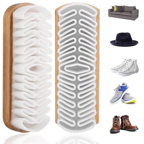 Teouuas 2 Piezas Limpiador Zapatos Ante, Kit Limpieza Zapatillas Ante Limpiador Set, Cepillo de Limpieza Multifuncional, Cepillo de Crepé Resistente, para Gamuza Nubuck Gamuza