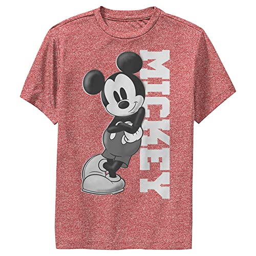 Disney Boy's Mickey Lean T-Shirt, Red Heather, X-Large