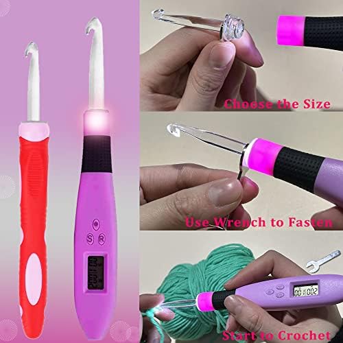 Crochet Hooks Light up Crochet Hook Set 17 Sizes Digital Crochet Hooks with Counter 2.50~14.0mm