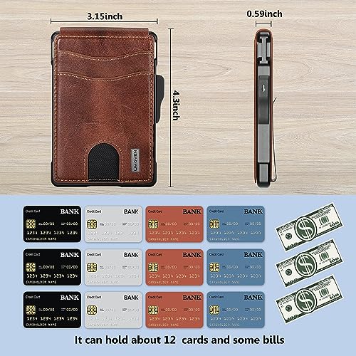 Image of umoven Wallet for Men - with Money Clip Slim Leather Slots Credit Card Holder RFID Blocking Bifold Minimalist Wallet