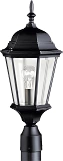 Kichler Madison 21.75" Black Outdoor Post Light - Clear Beveled Glass 1-Light Lantern Fixture, 9956BK