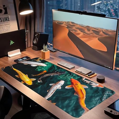 Tapis de souris XXL avec rubber base et surface imperméable poisson - 4