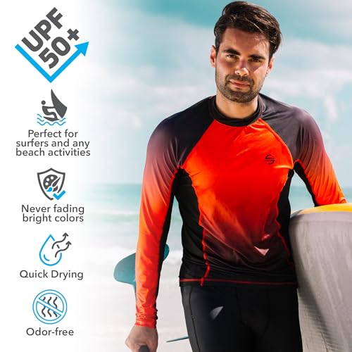 UPF 50+ Rash Guard for Men Long Sleeve Swim Surf Shirt - Tight Fit UV Rashguard3
