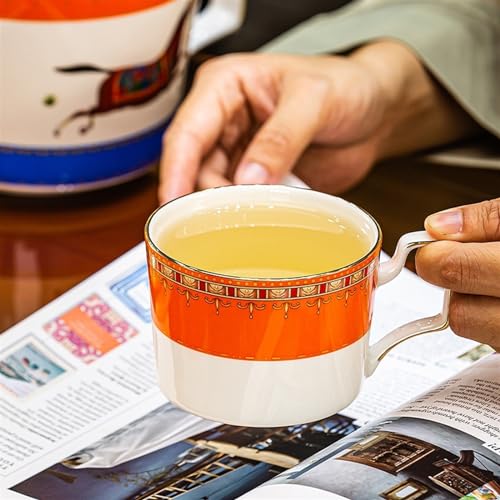 Ensemble de théière et de tasse à thé en céramique dorée pour service à eau