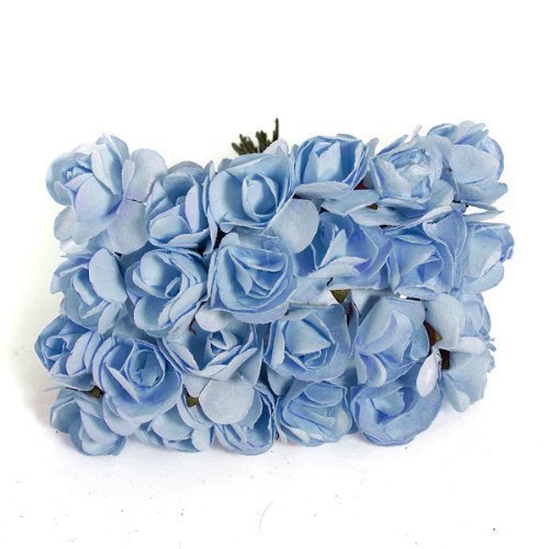 144X Mini Rose Bulk Paper Flowers Wedding Decor Craft Scrapbook (lightblue)