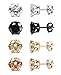 ORAZIO 4 Pairs Stainless Steel Women Stud Earrings Mens Ear Piercing Cubic Zirconia Earrings 4mm