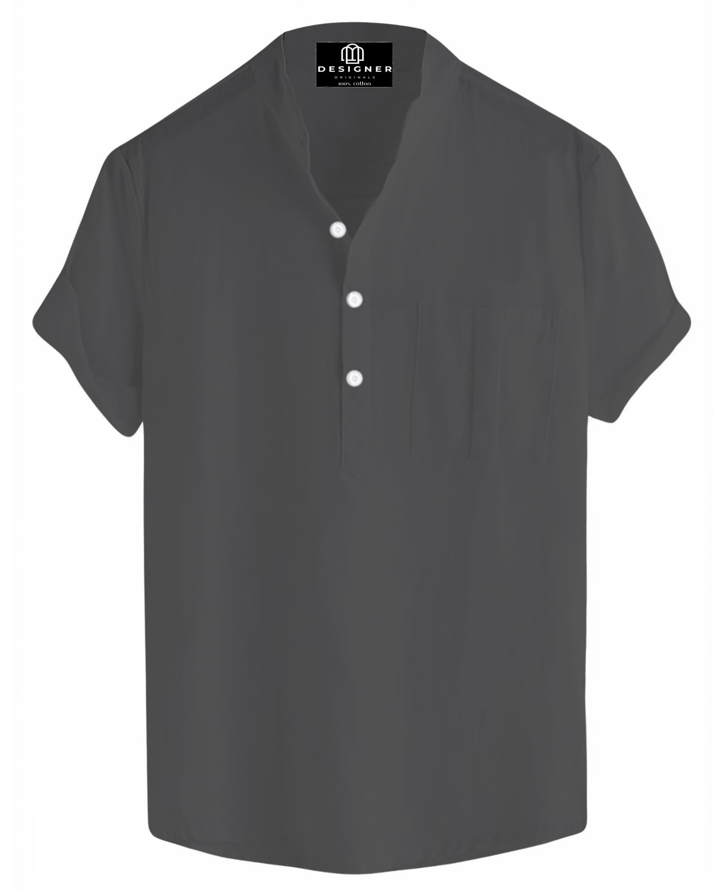 Men's Cotton Half Sleeve Short Kurta Shirt with Mandarin Collar-picture-34