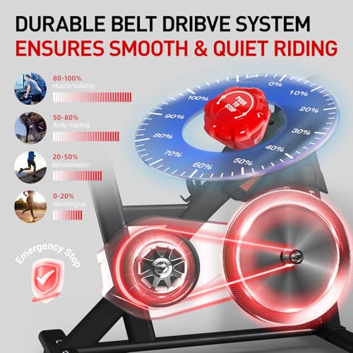HARISON Exercise Bike - Stationary Bike for Home Gym - Silent Pad Indoor Cycling Bike with Tablet Mount & Comfortable Seat Cushion, 350LBS Weight Capacity, Workout Bike - Thumbnail 3