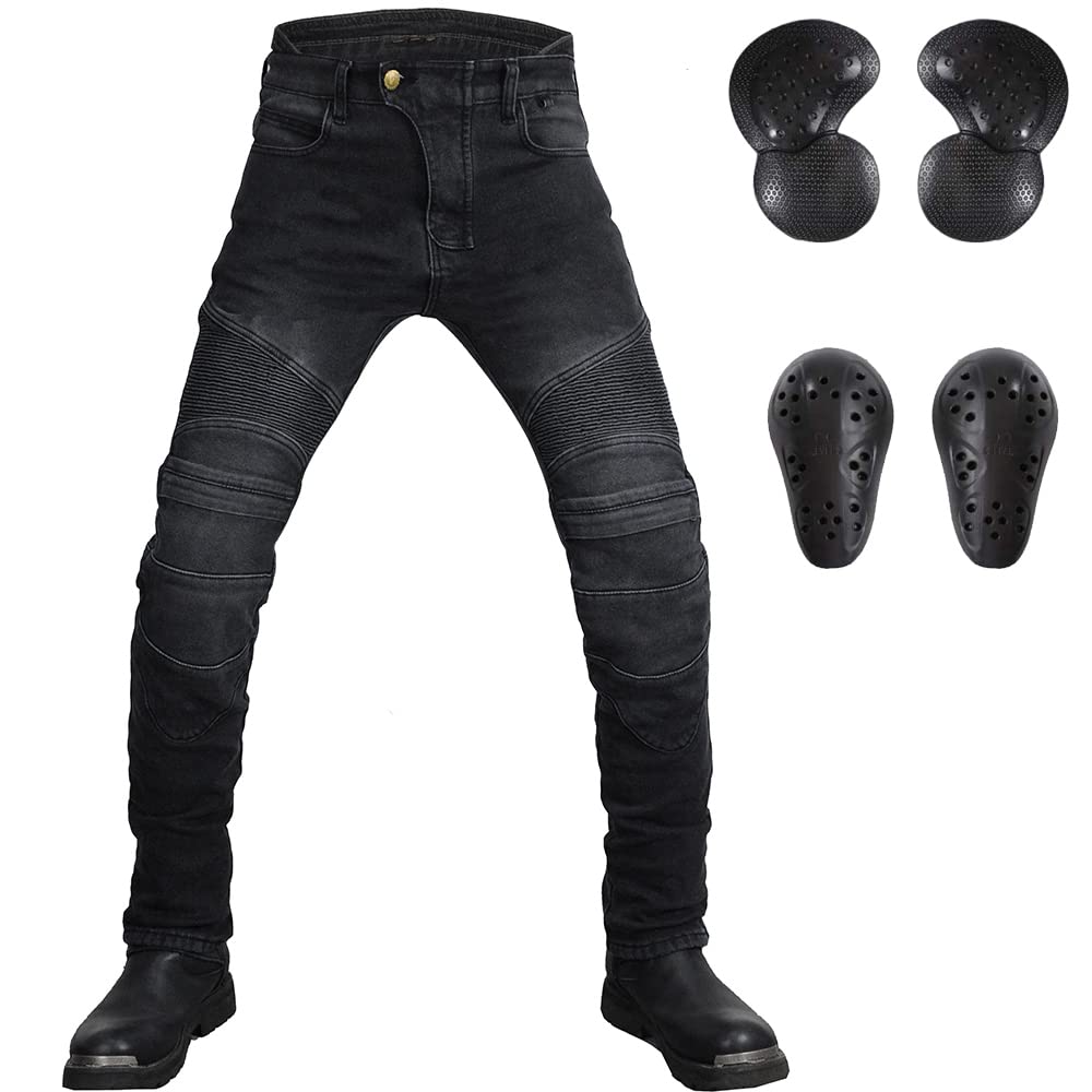 LOMENG Motorcycle Pants Riding Jeans for Men Armored Winter Plus Velvet Biker Pants Winter Warm Motorbike Jeans