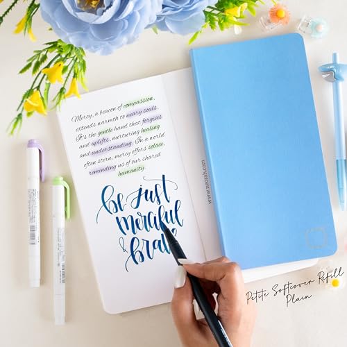 Image of NEORAH - PETITE Notebook SOFT COVER | Organiser REFILL | Unruled Notebook Journal | 110 GSM | 160 pages (Size 21.0 cm x 10.5 cm) Journaling Writing Note Taking Diary, Travellers journal- LIGHT BLUE
