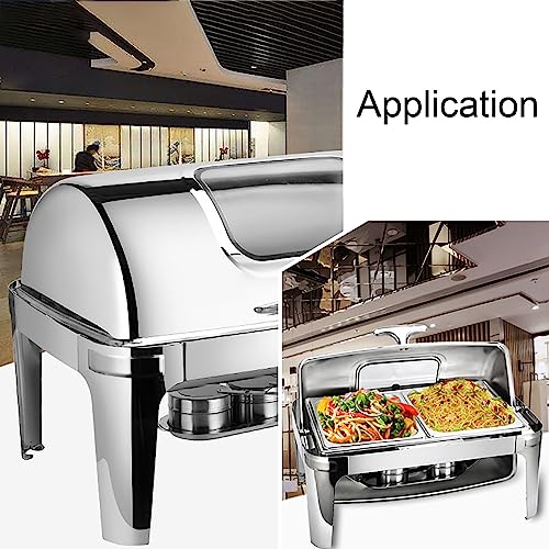 Juego de platos de buffet comercial con bandeja de agua, bandeja de alimentos, soporte de combustible y tapa para catering y servicio de buffet rodante