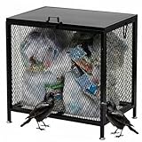 ゴミステーション 屋外 160L スチール製 ふた付き カラス対策 大容量 ゴミ箱 動物対策 ごみ収集ボックス iimono117 (幅70×奥行49×高さ71㎝) ブラック