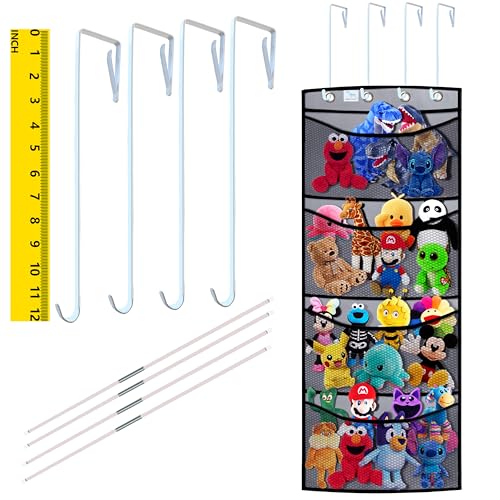 Zebricolo,stuffed animal storage,The solution you have been looking for,stuff animal organizer,Holds a lot,toy storage,Way better than the ceiling hammocks,over the door,stuffy storage,Grey+Black
