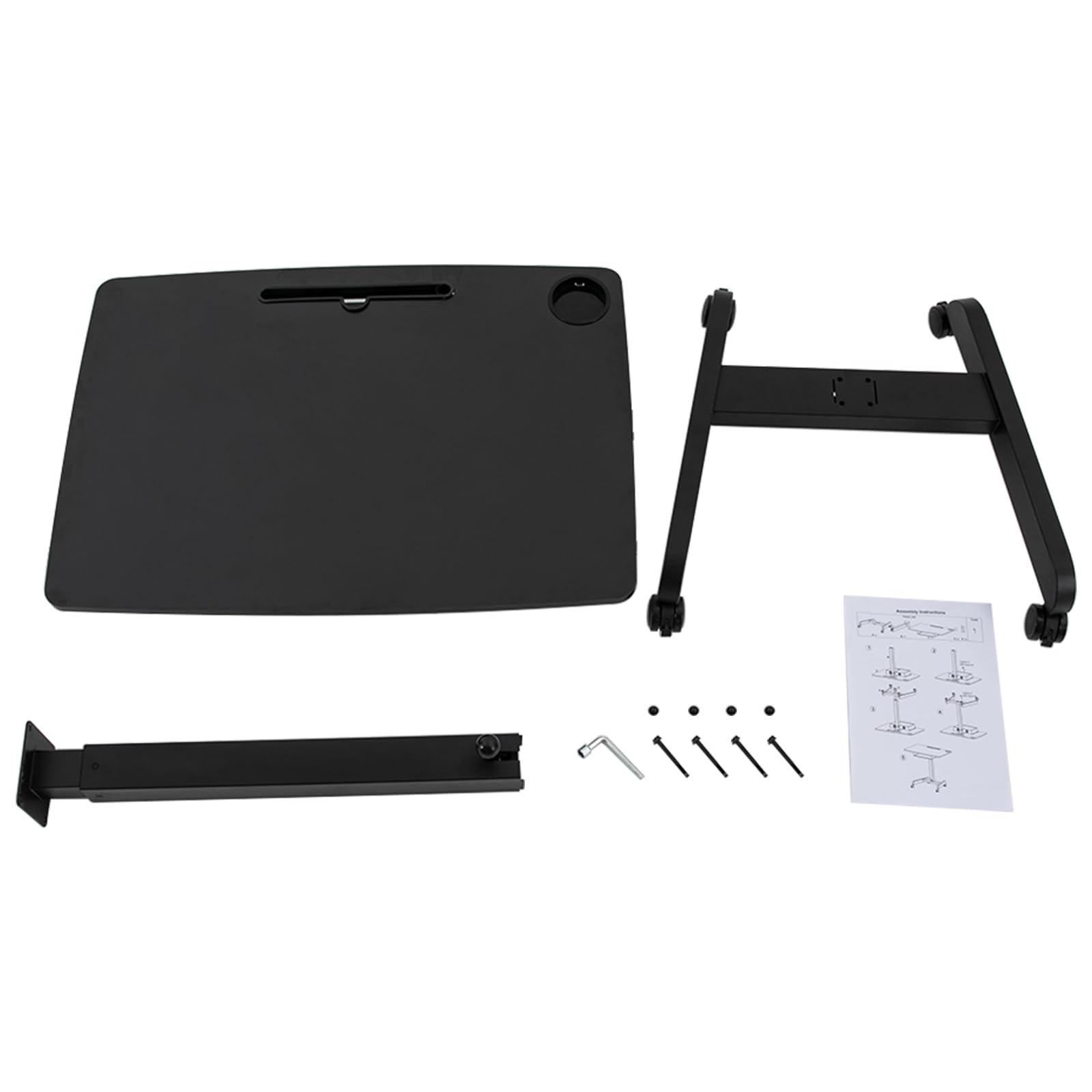 Bitodd Mobile Standing Desk Foot Pedal Rolling Desk with Adjustable Heigh Large Storage Adjustable Laptop Desk with 4 — view 7