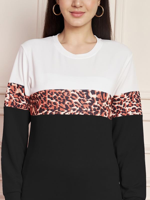 Image of DTR FASHION Polyester Blend Animal Print Taped Tracksuit | Night Wear Suit For Women