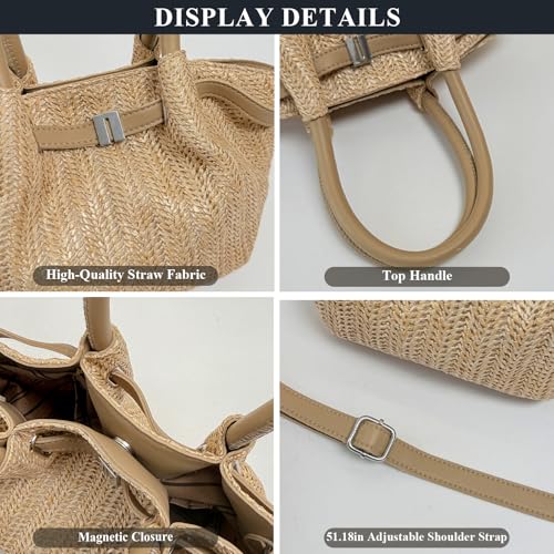 Bolso tote de paja para mujer verano miniatura 5