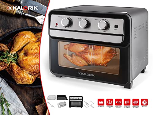 Team Kalorik TKG AFO 2000 Airfryeroven Heißluft- Ofen, Friteuse & Dörrautomat XL Garraum 22 L Fassungsvermögen inkl. Drehspieß, emailliertes Backblech, 1700 W, schwarz/grau – Bild 8