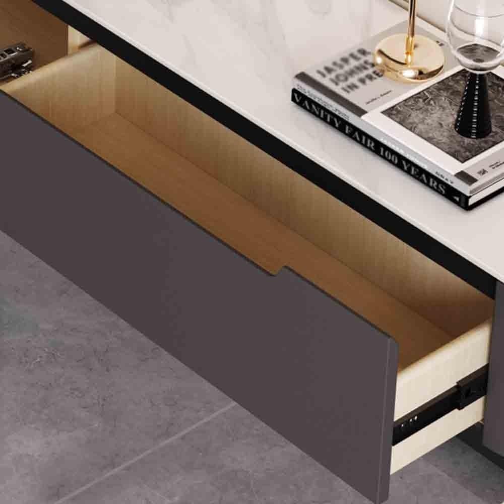 Consola de televisión Soporte flotante for TV, moderno mueble for montado en la pared, consola multimedia con puertas abatibles y 2 cajones, centro de entretenimiento roble(Dark Gray,150x24x20cm)