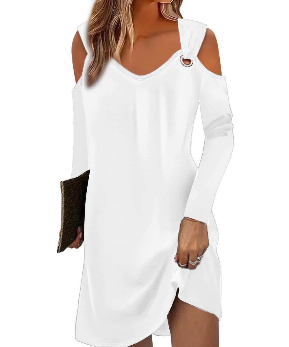 Yeenily Vestidos Mujer Verano Cuello en V Sin Mangas Vestido de Playa Elegante Moda Vestidos Color Sólido Casual Suelto Camisolas