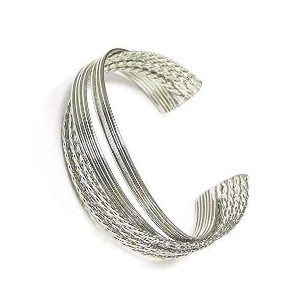 Linpeng-Twisted-Style-Metal-Open-Cuff-Women-Bangle-Bracelet-Silver Linpeng Twisted Style Metal Open Cuff Women Bangle Bracelet, Silver
