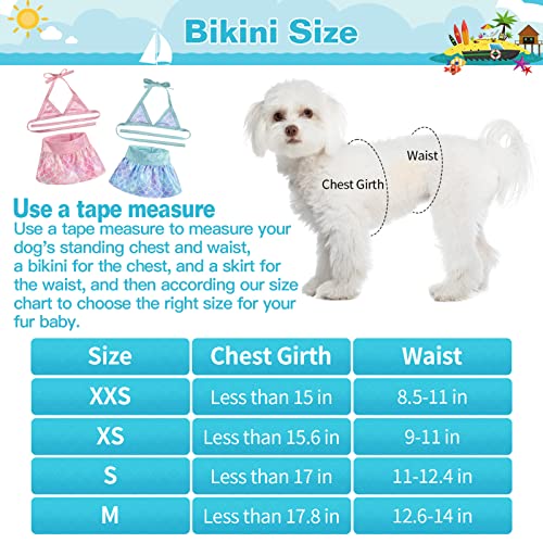 Pacote de 2 biquíni para cães, traje de banho de sereia para cachorro, traje de verão com escamas br