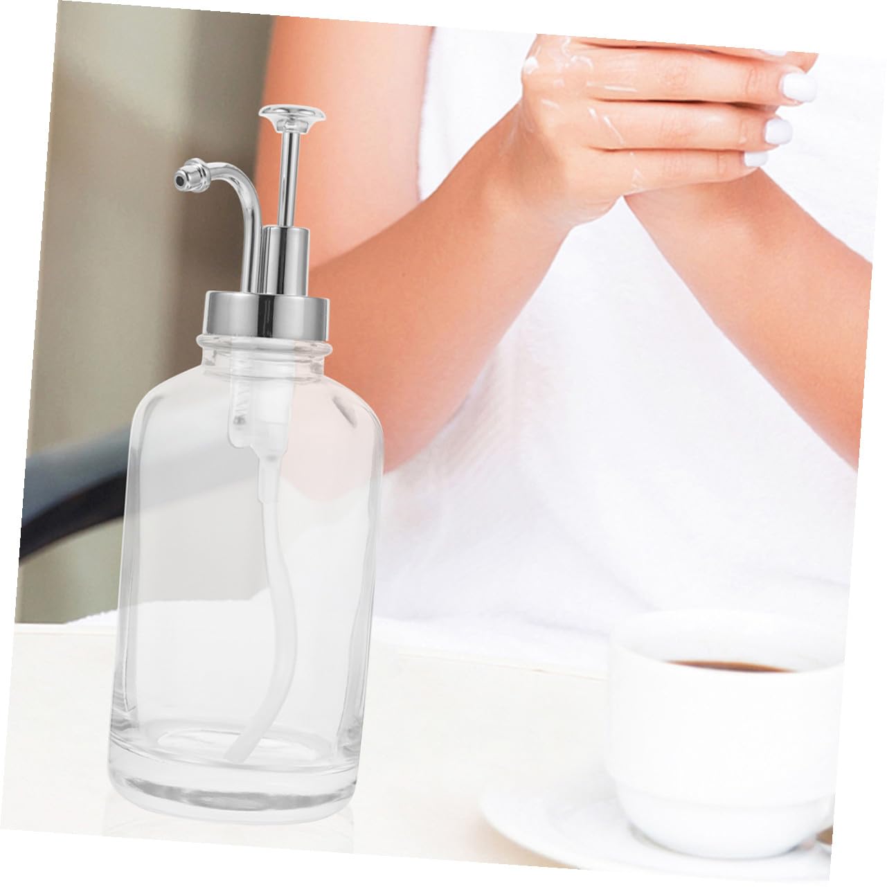 Distributeurs de Sirop de Café et Fonction Anti-gaspillage Lot de 2 en Verre Design Unique Pompe en Acier Inoxydable 500ml Cuisine Élégante