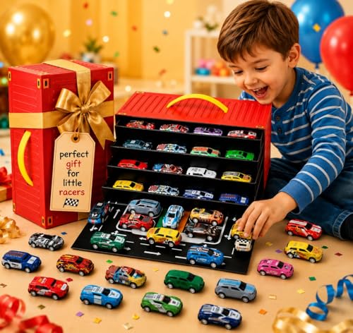 Image of TAZLYN hot Wheels car Collection Set Container Storage Box mini Cars for Kids Toy 48 car Set - cast Pull Back Cars Children Alloy Racing Toys Birthday Gift for Boys & Girls